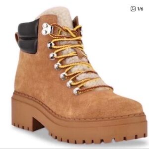 Marc Fisher Nairy Lace Up Shearling Boots s 9